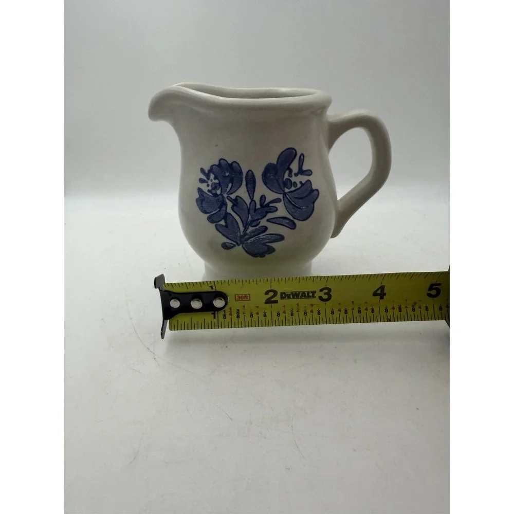 Vintage Pfaltzgraff Yorktowne Stoneware Creamer Pitcher 7-24 Blue Floral USA